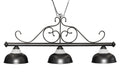 Billardlampe, Opera, 3 Schirme, schwarz, Ø 38 cm, 156 cm