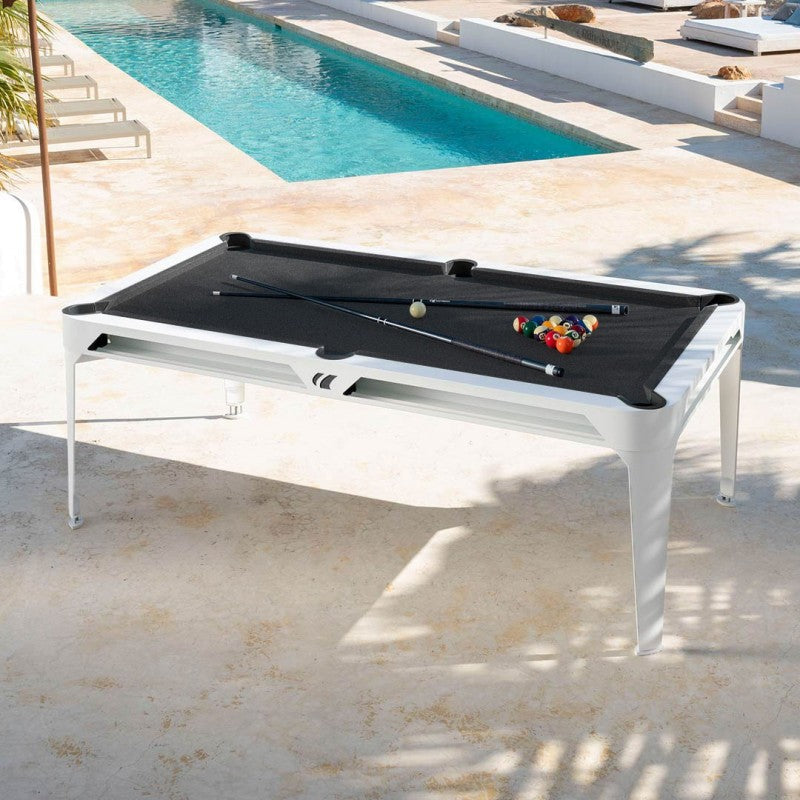 Billardtisch, Pool, Cornilleau Hyphen Outdoor, 7 ft. (Fuß), weiß, Spielfläche: Dunkelgrau, Taschen: Terrakotta