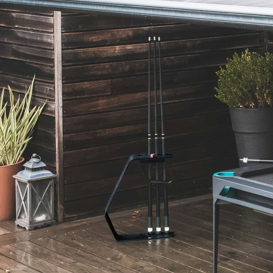 Billard Queueständer, Cornilleau, schwarz-grau, für 4 Queues + Dreieck