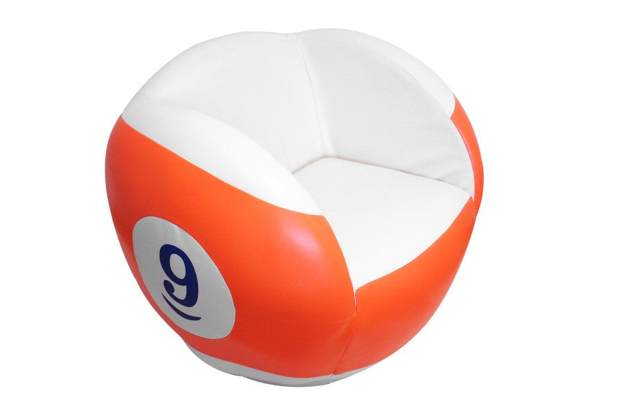 Sessel No. 9, kugelförmig, weiß-orange