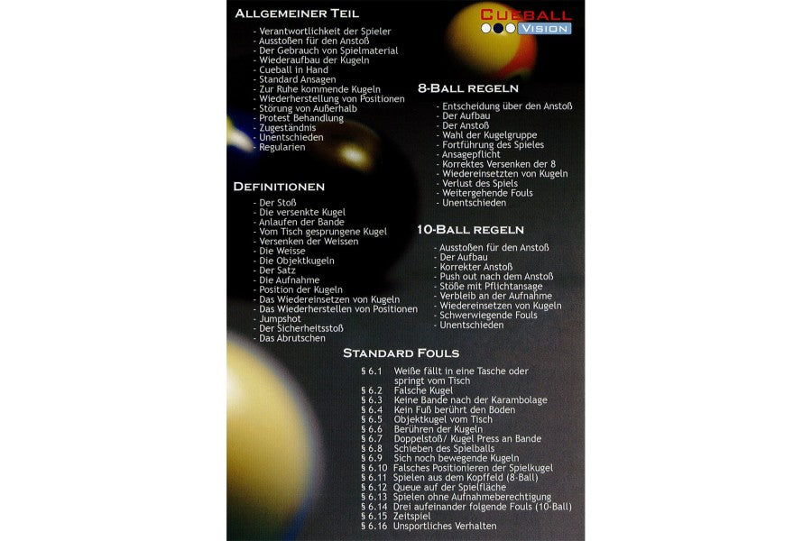 DVD, Pool Billard Regeln 8-Ball/10-Ball, deutsch, 110 min.
