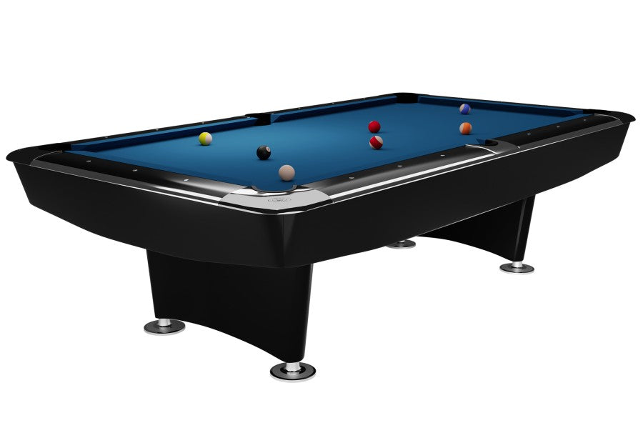 Billardtisch, Pool, Dynamic II, schwarz glänzend, 7 ft. (Fuß), Simonis 760 royalblau