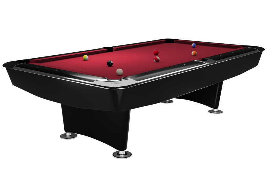 Billardtisch, Pool, Dynamic II, schwarz glänzend, 7 ft. (Fuß), Simonis 860 rot