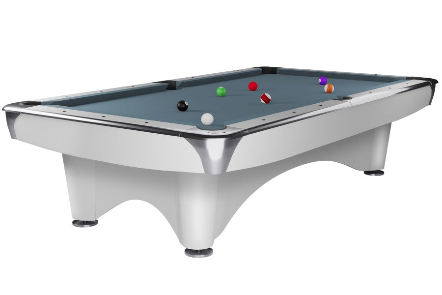 Billardtisch, Pool, Dynamic III, glänzend-weiß, 9 ft. (Fuß), Simonis 760 puderblau