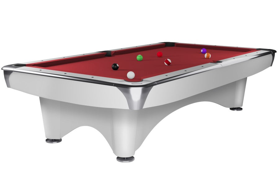 Billardtisch, Pool, Dynamic III, glänzend-weiß, 8 ft. (Fuß), Simonis 760 rot