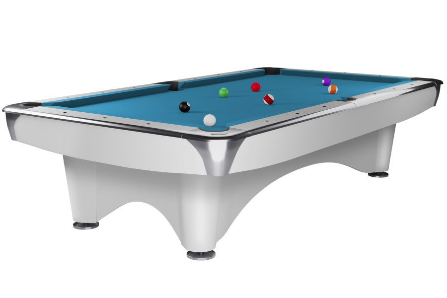 Billardtisch, Pool, Dynamic III, glänzend-weiß, 8 ft. (Fuß), Simonis 860 turnierblau