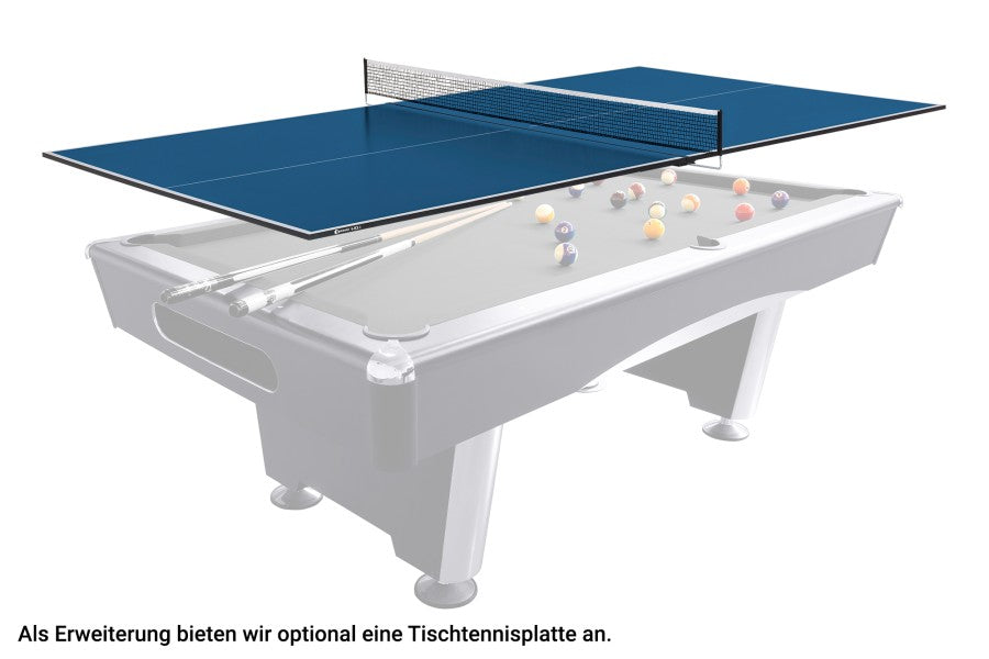 Billardtisch, Pool, Eliminator, 8 ft. (Fuß), schwarz, Clubtuch in 4 Farben wählbar (ohne Aufpreis), Clubtuch elektrikblau (ohne Aufpreis)