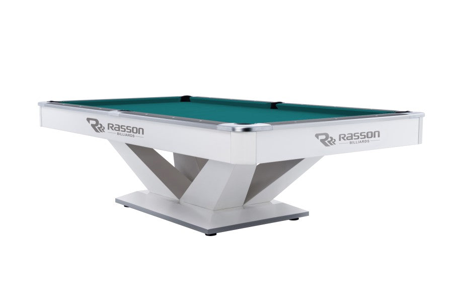 Billardtisch, Pool, Rasson Victory II Plus, weiß, 9 ft., Simonis 860 blaugrün