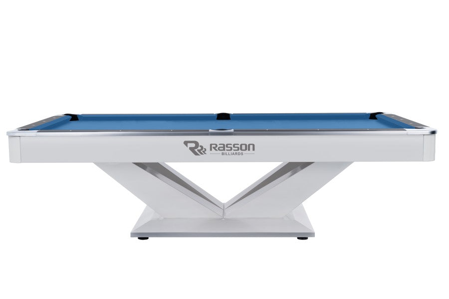 Billardtisch, Pool, Rasson Victory II Plus, weiß, 8 ft., Simonis 860 blaugrün