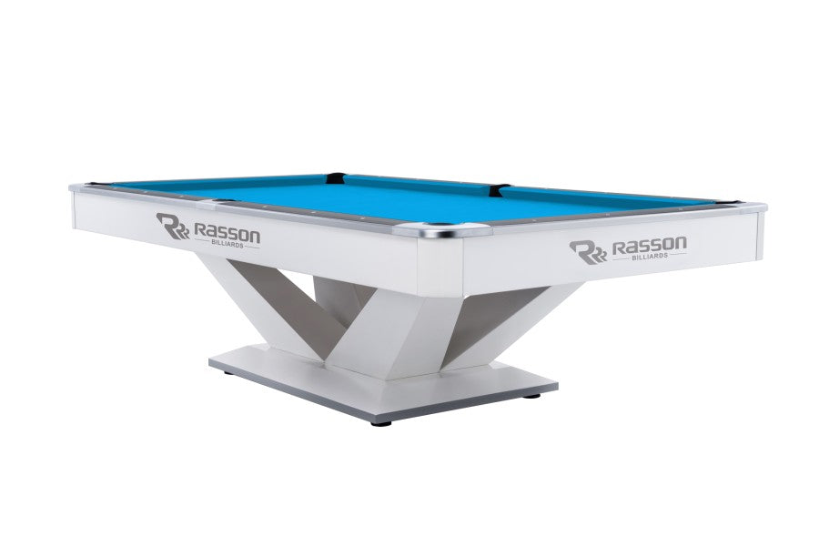 Billardtisch, Pool, Rasson Victory II Plus, weiß, 8 ft., Simonis 760 turnierblau