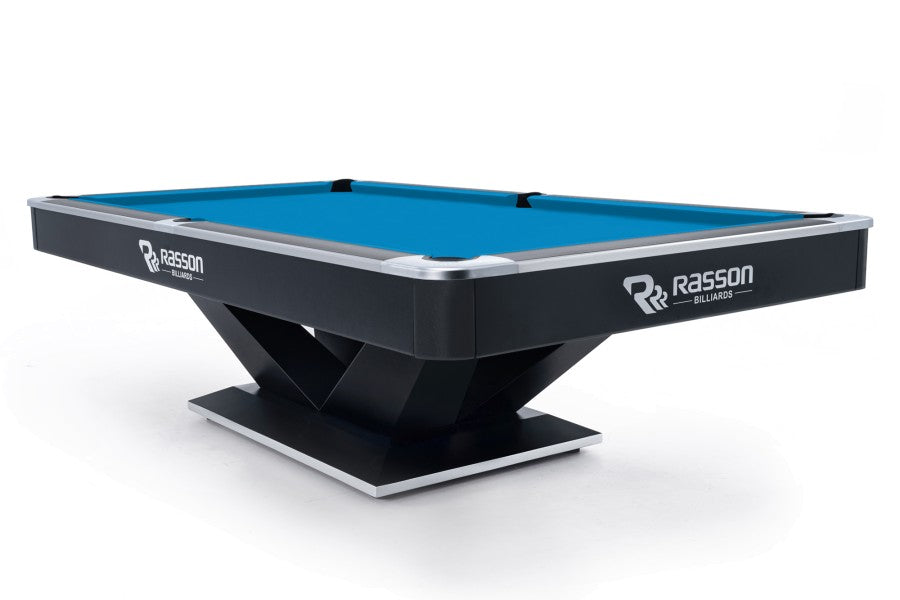 Billardtisch, Pool, Rasson Victory II Plus, 8 ft., schwarz, Ausstellungsstück, Simonis 760 turnierblau