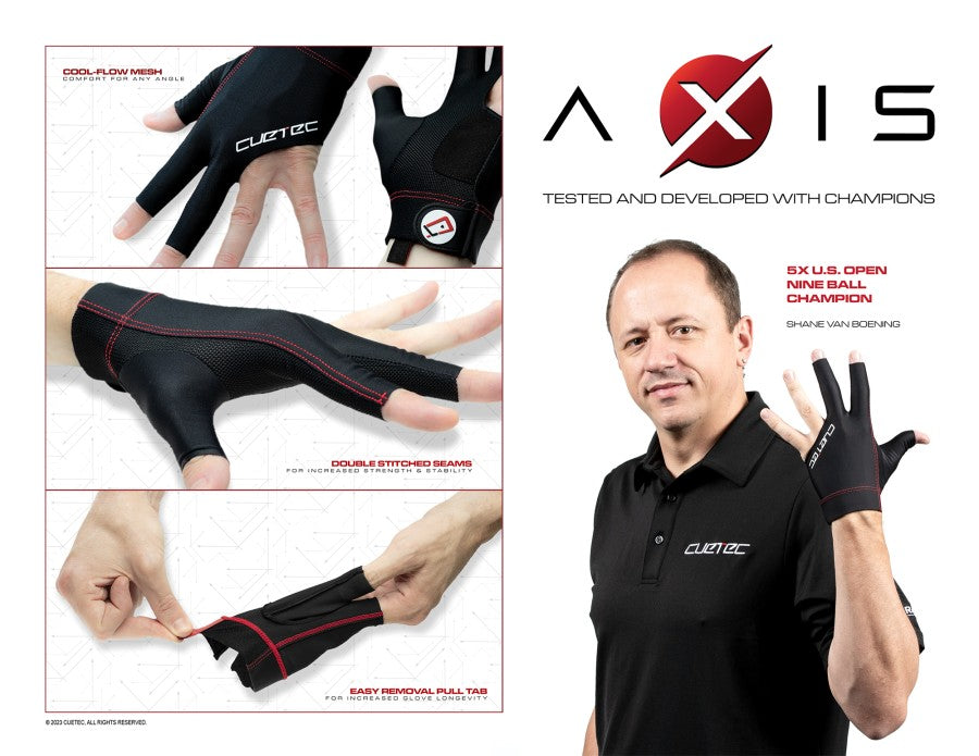 Handschuh, Cuetec Axis, 3-Finger, Noir Edition, für linke Hand, XL