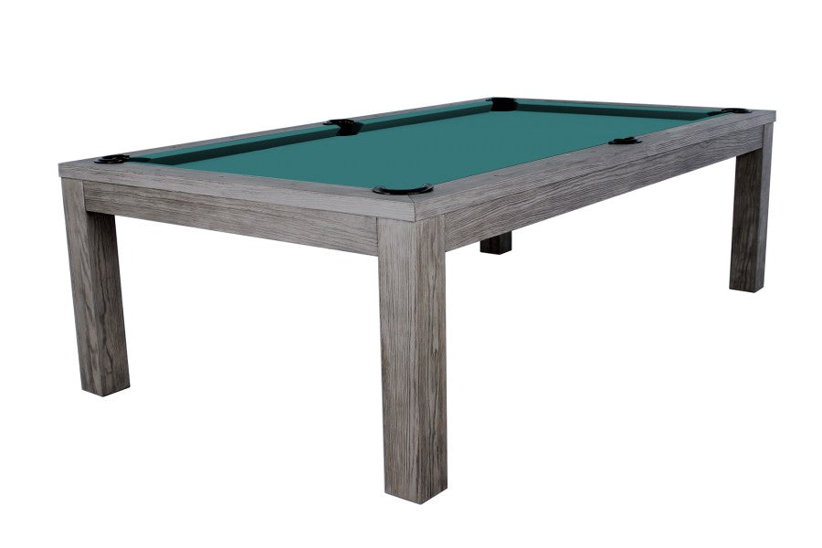 Billardtisch / Esstisch, Pool, Rasson Penelope II, inkl. Abdeckplatte, gebeiztes Holz, 7 ft., Simonis 860 blaugrün
