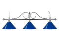 Billardlampe, Classic, blau, 3 Schirme, Ø 35 cm, 150 cm