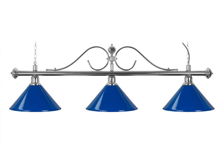 Billardlampe, Classic, blau, 3 Schirme, Ø 35 cm, 150 cm