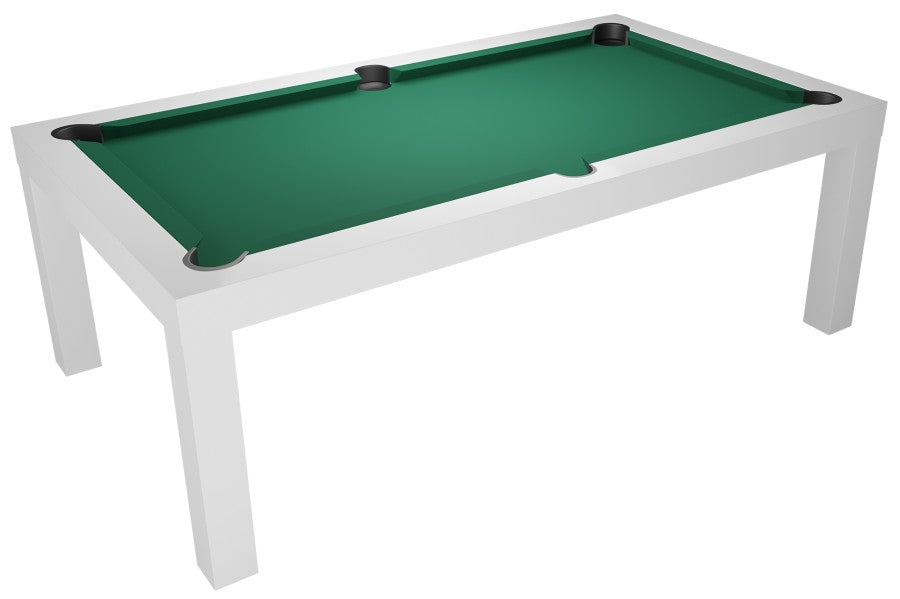 Billardtisch / Esstisch, Pool, Mozart, 7 ft. (Fuß), matt-weiß, Clubtuch gelbgrün