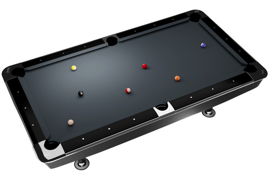 Billardtisch, Pool, Dynamic II, schwarz glänzend, 9 ft. (Fuß), Simonis 760 royalblau