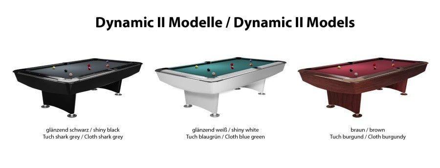 Billardtisch, Pool, Dynamic II, schwarz glänzend, 9 ft. (Fuß), Simonis 760 gelbgrün