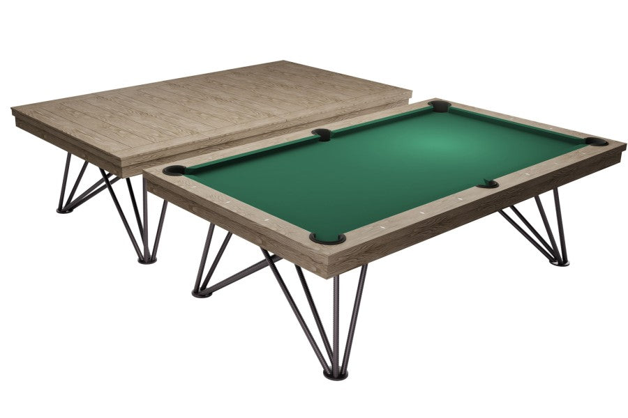 Billardtisch / Esstisch, Pool, Rasson Dauphine, gebeizte Eiche, 7 ft., Simonis 760 elektrikblau