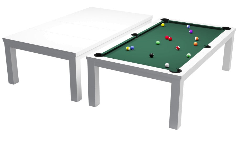 Billardtisch / Esstisch, Pool, Rasson Penelope II, inkl. Abdeckplatte, weiß-glänzend, 7 ft., Simonis 860 gelbgrün