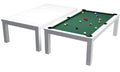 Billardtisch / Esstisch, Pool, Rasson Penelope II, inkl. Abdeckplatte, weiß-glänzend, 7 ft., Clubtuch gelbgrün
