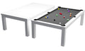 Billardtisch / Esstisch, Pool, Rasson Penelope II, inkl. Abdeckplatte, weiß-glänzend, 7 ft., Simonis 760 grau