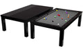 Billardtisch / Esstisch, Pool, Rasson Penelope II, inkl. Abdeckplatte, schwarz-glänzend, 7 ft., Clubtuch grau