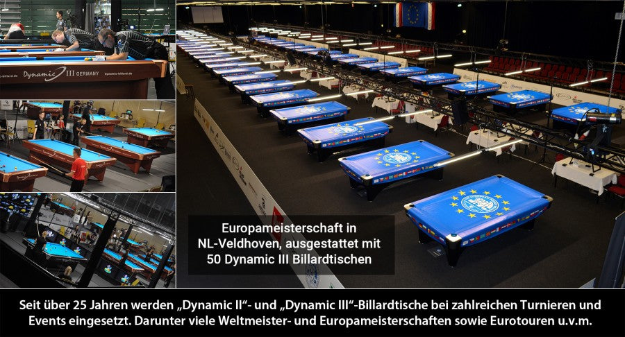 Billardtisch, Pool, Dynamic II, schwarz glänzend, 9 ft. (Fuß), Simonis 760 gelbgrün