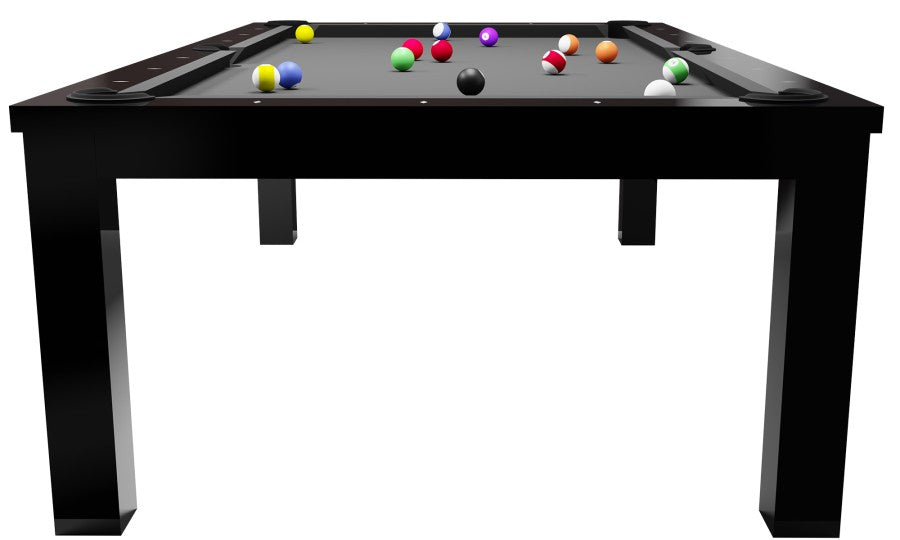 Billardtisch / Esstisch, Pool, Rasson Penelope II, inkl. Abdeckplatte, schwarz-glänzend, 7 ft., Simonis 860 turnierblau