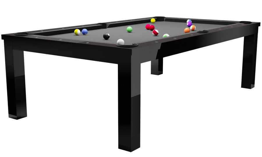 Billardtisch / Esstisch, Pool, Rasson Penelope II, inkl. Abdeckplatte, schwarz-glänzend, 7 ft., Simonis 860 gelbgrün