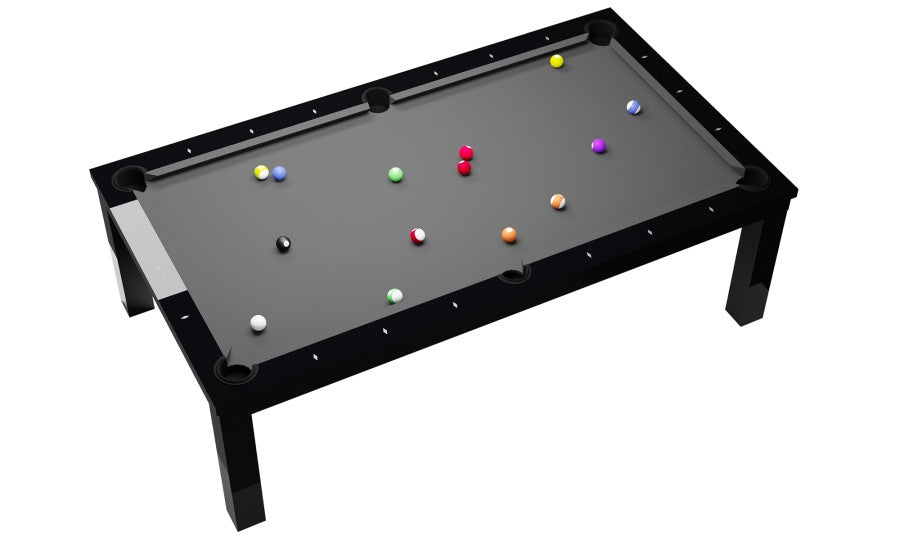 Billardtisch / Esstisch, Pool, Rasson Penelope II, inkl. Abdeckplatte, schwarz-glänzend, 7 ft., Simonis 760 royalblau