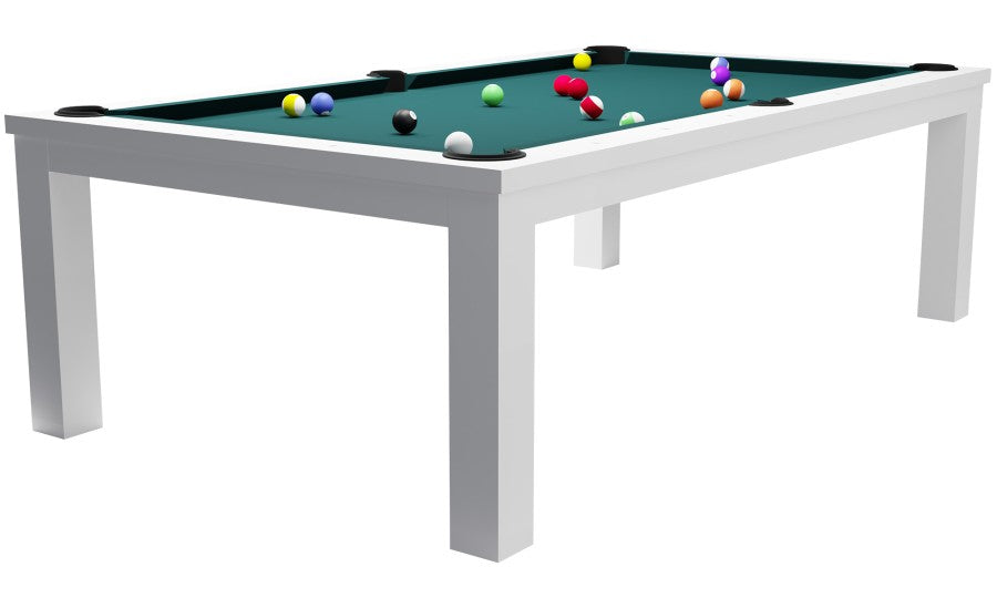 Billardtisch / Esstisch, Pool, Rasson Penelope II, inkl. Abdeckplatte, weiß-glänzend, 7 ft., Simonis 760 gelbgrün