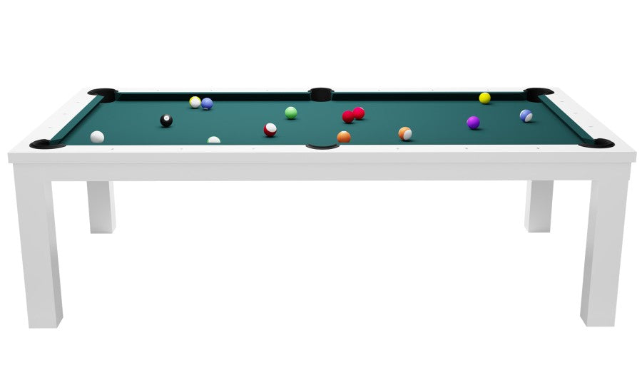 Billardtisch / Esstisch, Pool, Rasson Penelope II, inkl. Abdeckplatte, weiß-glänzend, 7 ft., Simonis 760 royalblau