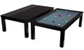 Billardtisch / Esstisch, Pool, Rasson Penelope II, inkl. Abdeckplatte, schwarz-glänzend, 7 ft., Simonis 760 puderblau