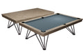 Billardtisch / Esstisch, Pool, Rasson Dauphine, gebeizte Eiche, 7 ft., Simonis 760 puderblau