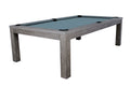 Billardtisch / Esstisch, Pool, Rasson Penelope II, inkl. Abdeckplatte, gebeiztes Holz, 7 ft., Simonis 760 puderblau
