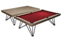 Billardtisch / Esstisch, Pool, Rasson Dauphine, gebeizte Eiche, 7 ft., Simonis 760 rot