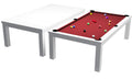 Billardtisch / Esstisch, Pool, Rasson Penelope II, inkl. Abdeckplatte, weiß-glänzend, 7 ft., Simonis 760 rot
