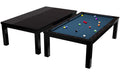 Billardtisch / Esstisch, Pool, Rasson Penelope II, inkl. Abdeckplatte, schwarz-glänzend, 7 ft., Simonis 760 royalblau