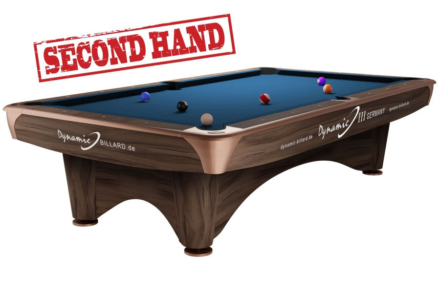 Billardtisch, Pool, Dynamic III, 9 ft. (Fuß), modern-braun, gebraucht, Simonis 760 royalblau
