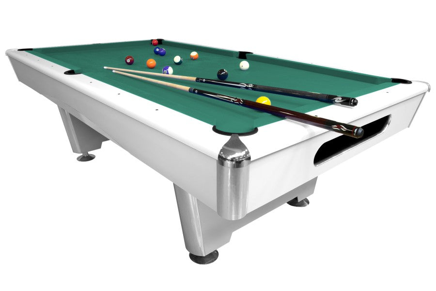Billardtisch, Pool, Triumph, matt-weiß, 8 ft., Simonis 760 gelbgrün
