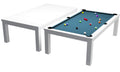 Billardtisch / Esstisch, Pool, Rasson Penelope II, inkl. Abdeckplatte, weiß-glänzend, 7 ft., Simonis 860 turnierblau