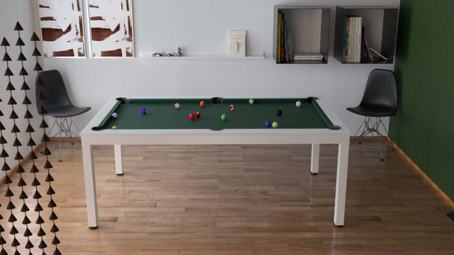Billardtisch / Esstisch, Pool, Vancouver II, 7 ft. (Fuß), matt-weiß, Clubtuch