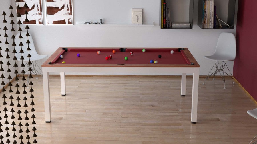 Billardtisch / Esstisch, Pool, Vancouver II, 7 ft. (Fuß), weiß/braun, Clubtuch